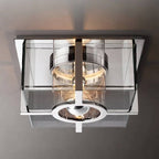 Petrus Structured Glass Square Flush Mount
