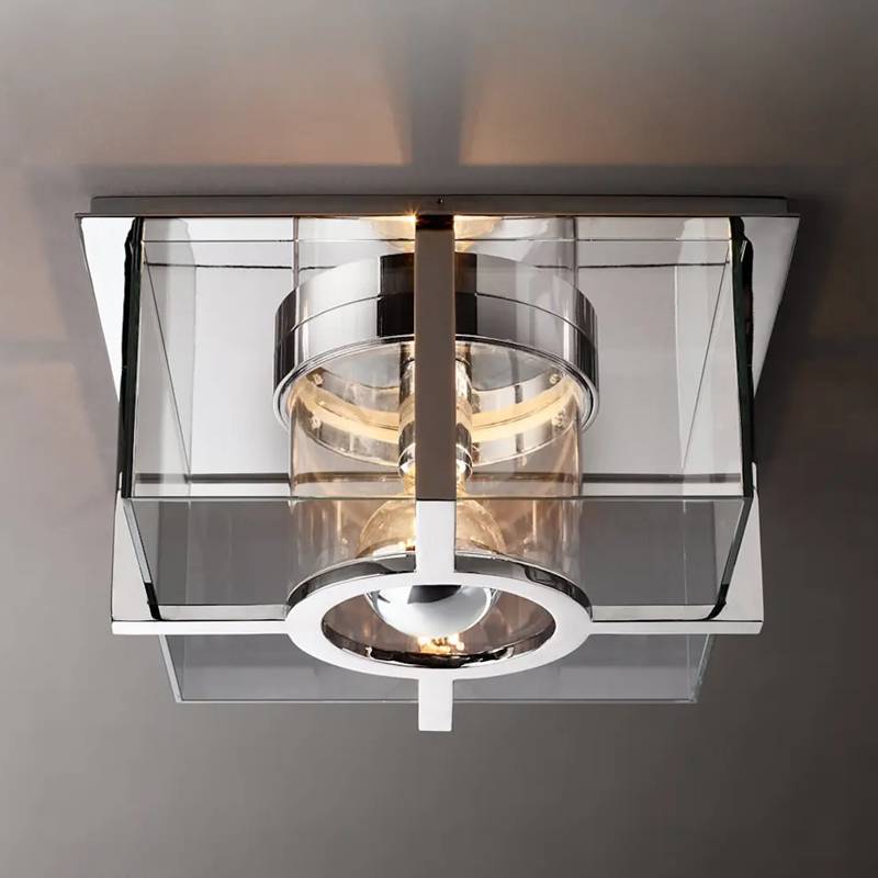 Petrus Structured Glass Square Flush Mount