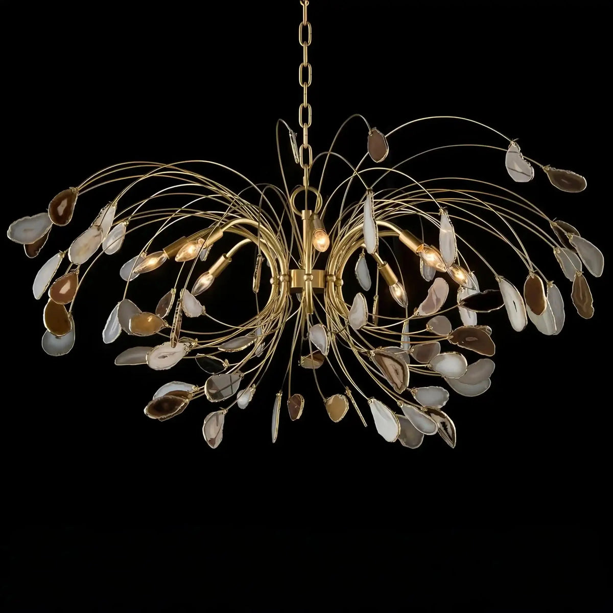 Agate and Brass Eight-Light Chandelier - casivra