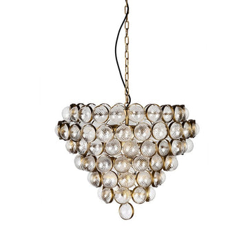 Aged Brass and Textured Glass Bouquet Style Large Chandelier - casivra