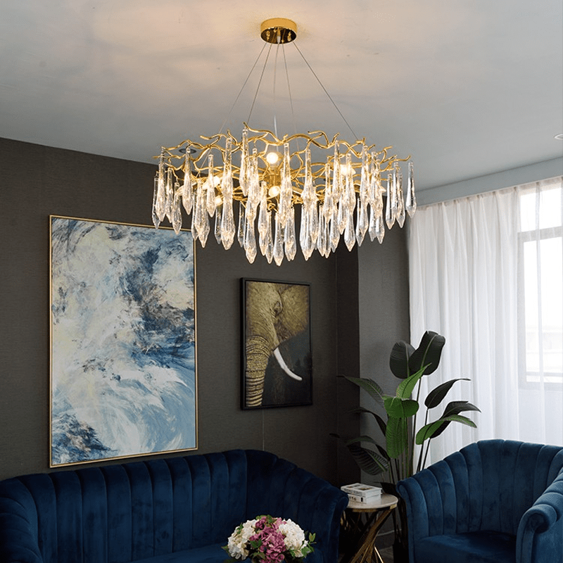 Agnes Aluminum Branch Crystal Chandelier - 39.37" diamcasivra