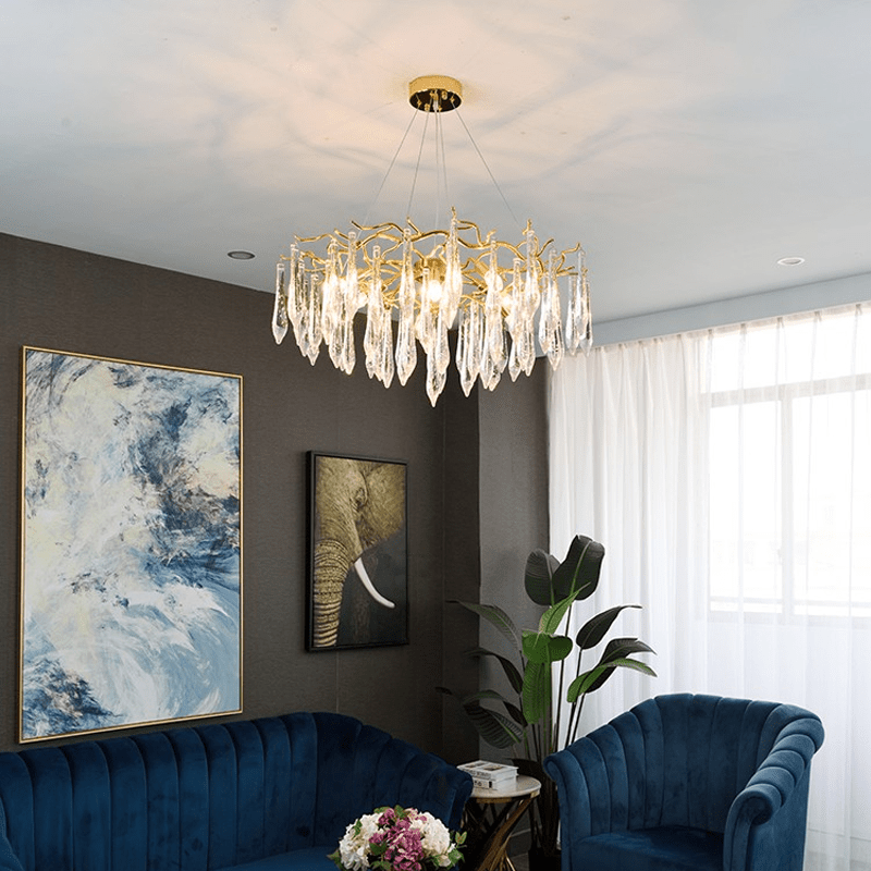 Agnes Aluminum Branch Crystal Chandelier - 39.37" diamcasivra