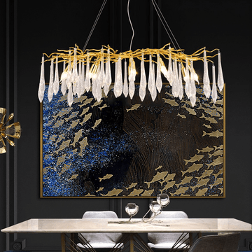 Agnes Aluminum Branch Crystal Chandelier For Dining Room - 39.37" Lcasivra