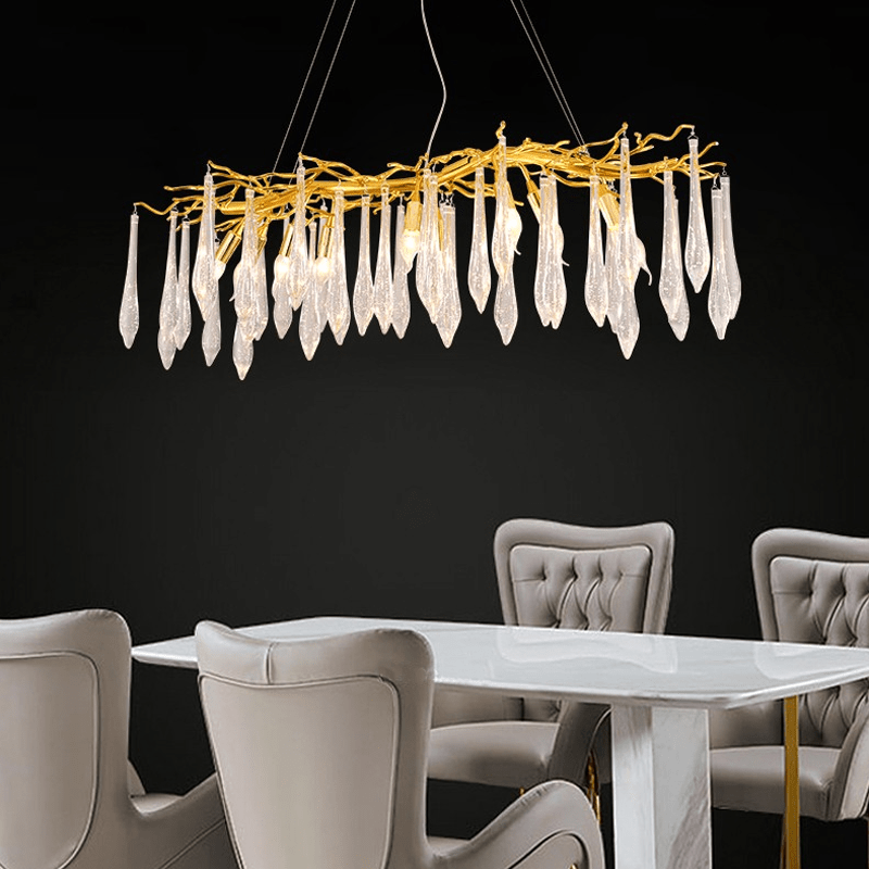 Agnes Aluminum Branch Crystal Chandelier For Dining Room - 39.37" Lcasivra