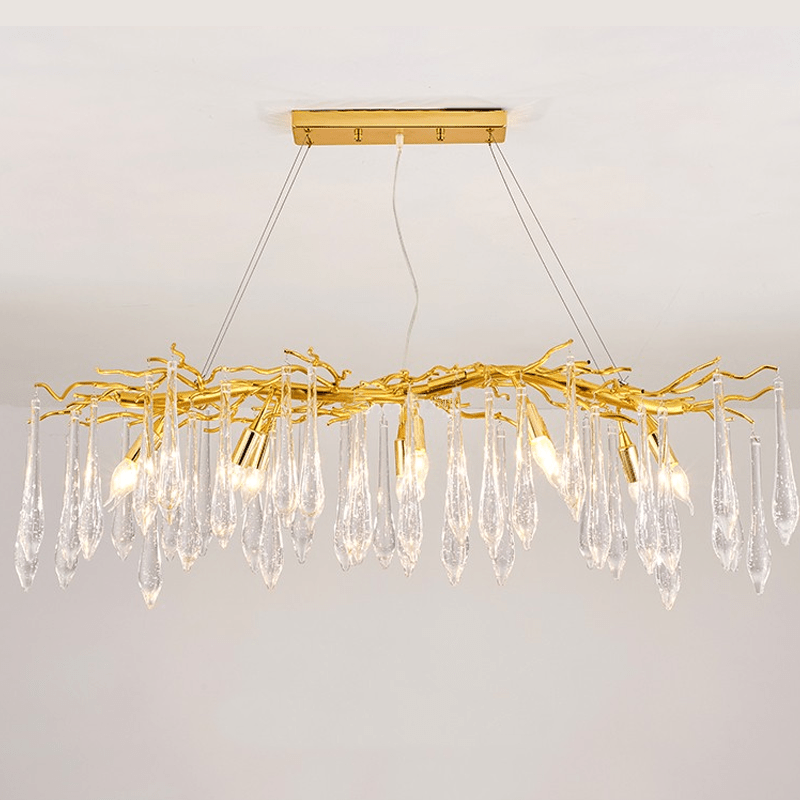Agnes Aluminum Branch Crystal Chandelier For Dining Room - 39.37" Lcasivra