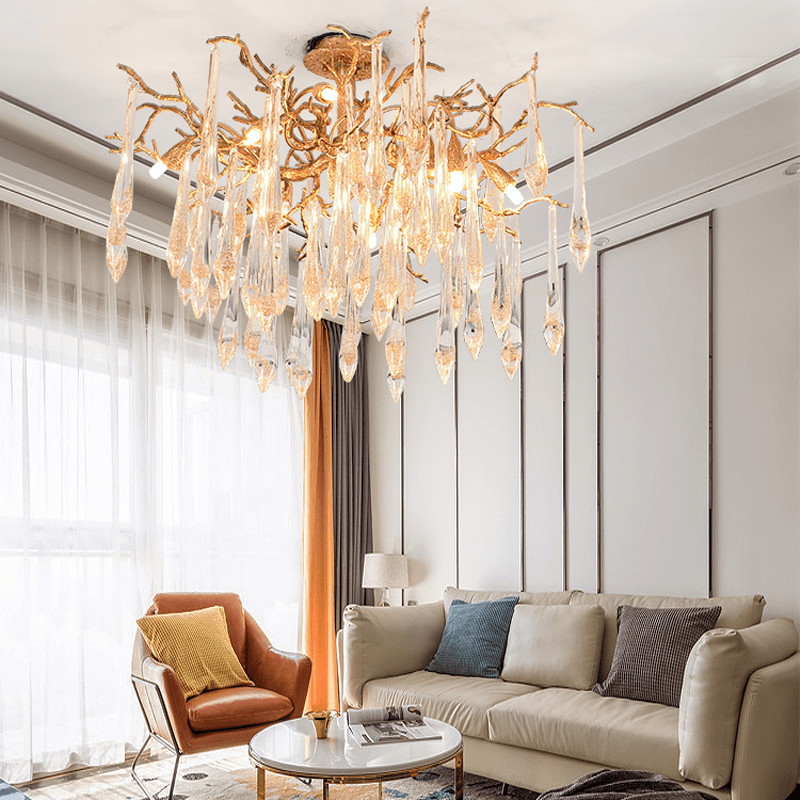 Agnes Brass Branch Crystal Ceiling Light - 47.24" Lcasivra