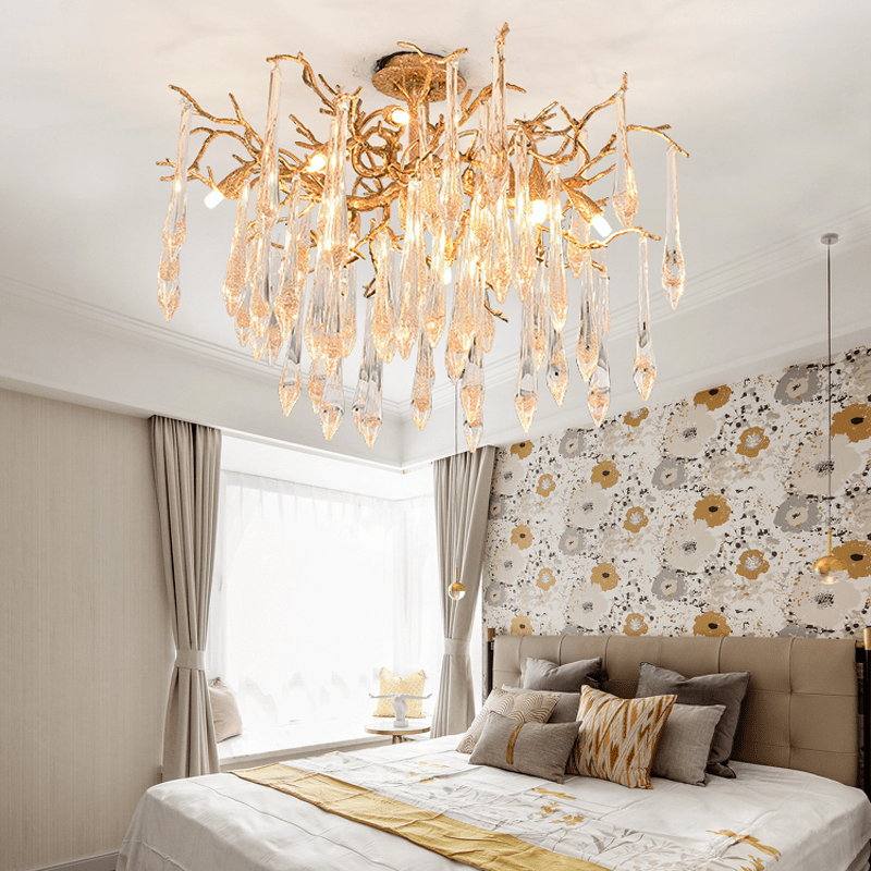 Agnes Brass Branch Crystal Ceiling Light - 39.37" Lcasivra