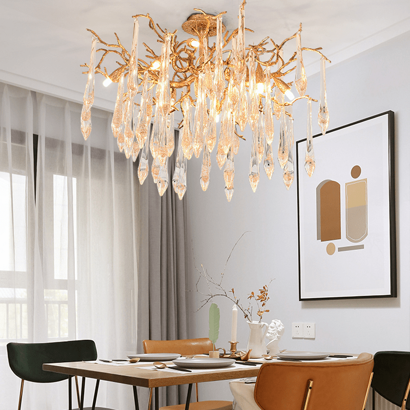 Agnes Brass Branch Crystal Ceiling Light - 31.5" Lcasivra