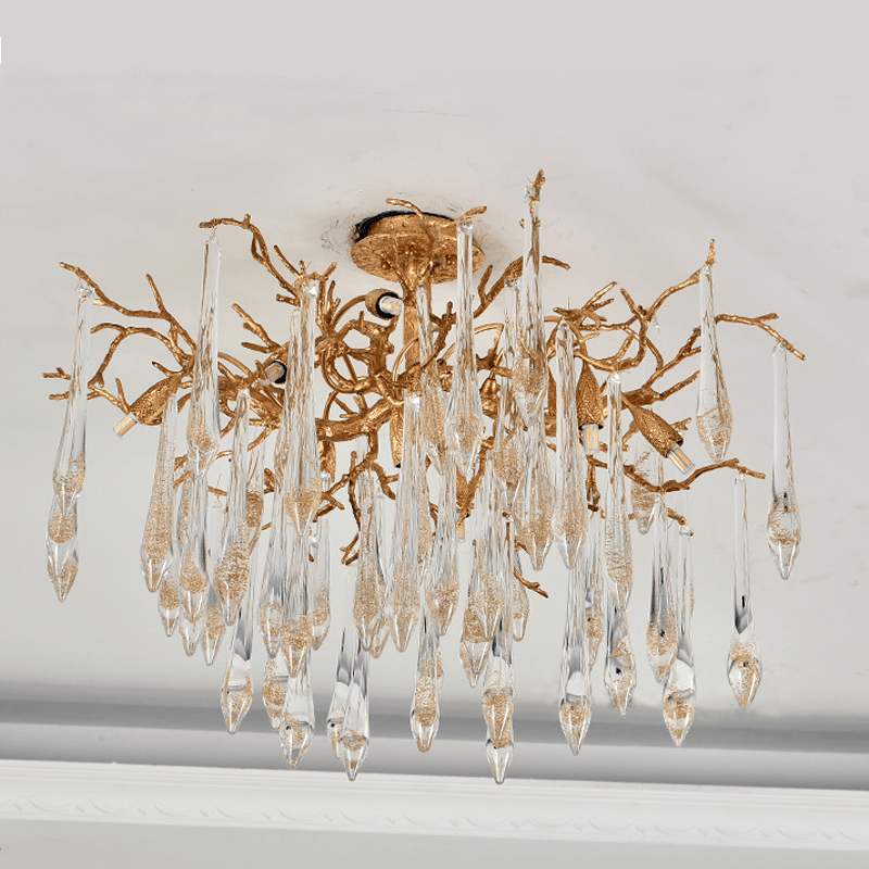 Agnes Brass Branch Crystal Ceiling Light - 31.5" Lcasivra