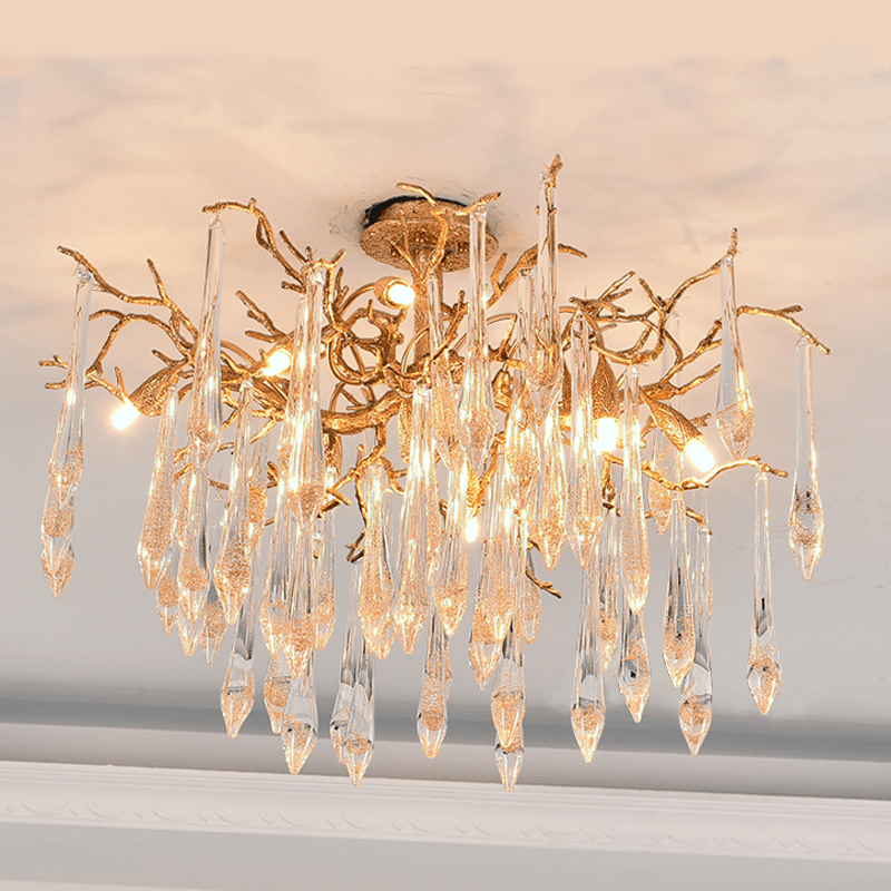 Agnes Brass Branch Crystal Ceiling Light - 31.5" Lcasivra