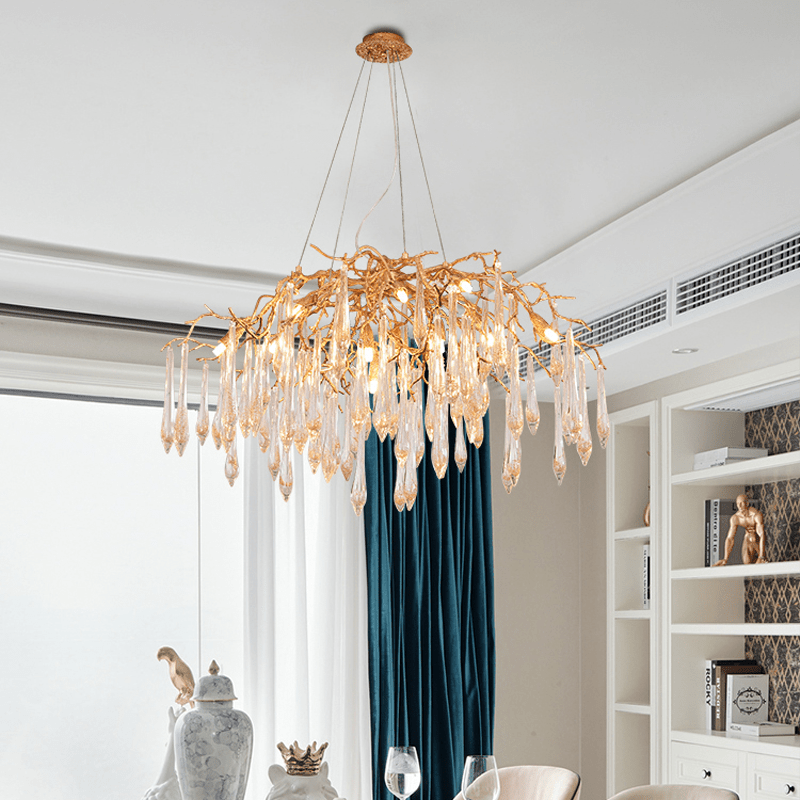 Agnes Brass Branch Crystal Chandelier - 25.59" Lcasivra