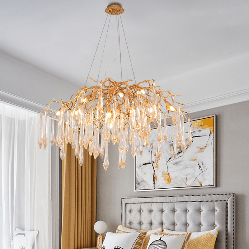 Agnes Brass Branch Crystal Chandelier - 35.43" Lcasivra