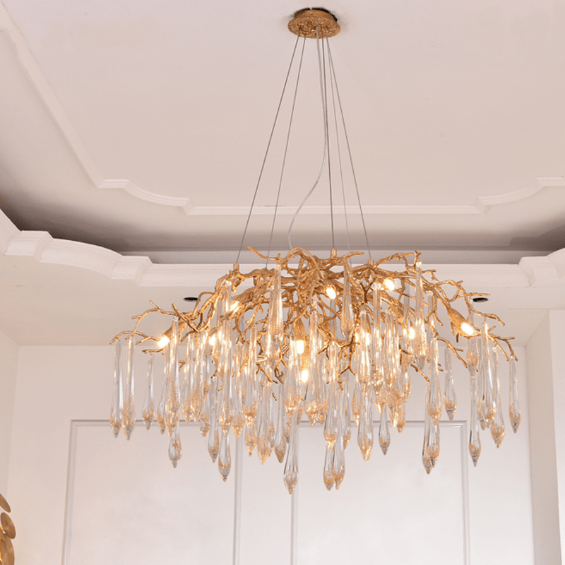 Agnes Brass Branch Crystal Chandelier - 41.34" Lcasivra