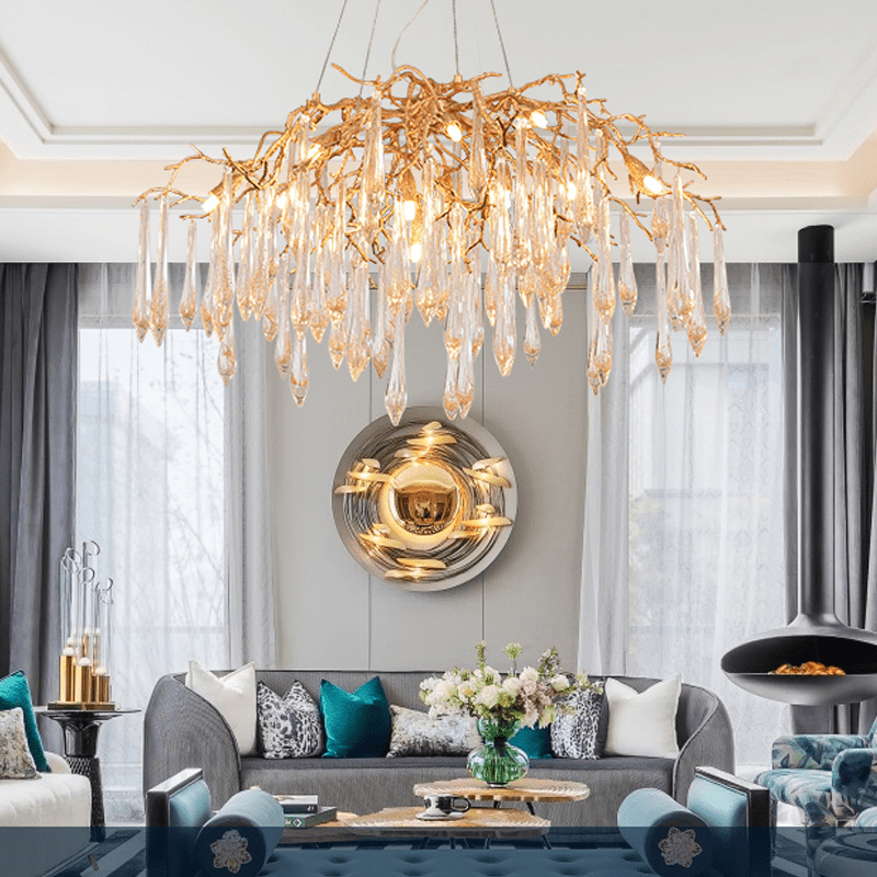 Agnes Brass Branch Crystal Chandelier - 35.43" Lcasivra