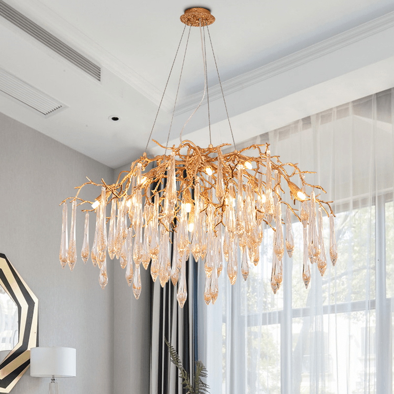 Agnes Brass Branch Crystal Chandelier - 41.34" Lcasivra