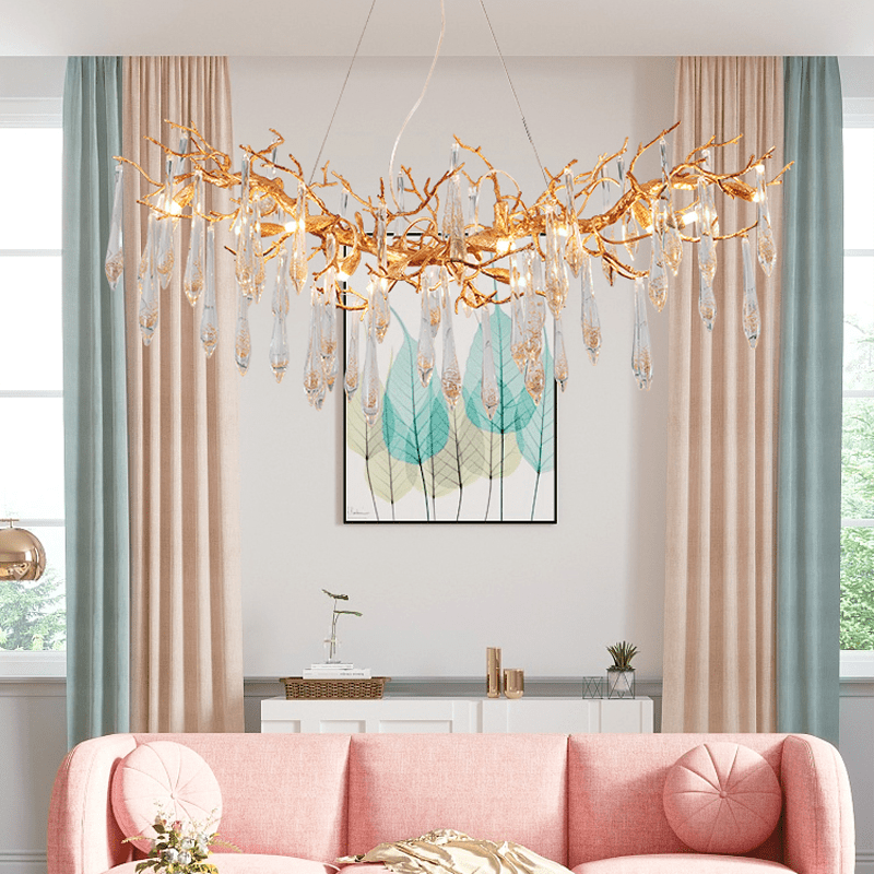 Agnes Brass Branch Crystal Chandelier For Dining Room - 39.37“ Lcasivra