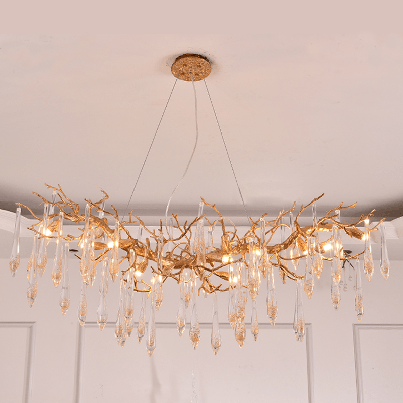 Agnes Brass Branch Crystal Chandelier For Dining Room - 39.37“ Lcasivra