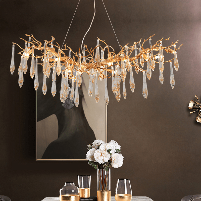 Agnes Brass Branch Crystal Chandelier For Dining Room - 39.37“ Lcasivra