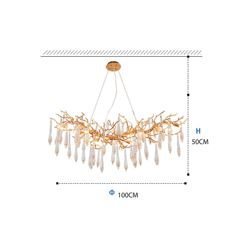 Agnes Brass Branch Crystal Chandelier For Dining Room - 47.24“ Lcasivra