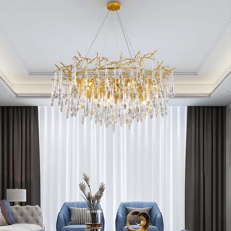 Agnes Round Branch Crystal Chandelier - 23.62" diamcasivra