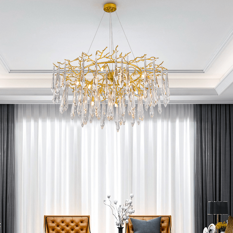 Agnes Round Branch Crystal Chandelier - 23.62" diamcasivra