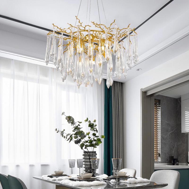 Agnes Round Branch Crystal Chandelier - 23.62" diamcasivra