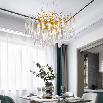 Agnes Round Branch Crystal Chandelier - 23.62" diamcasivra