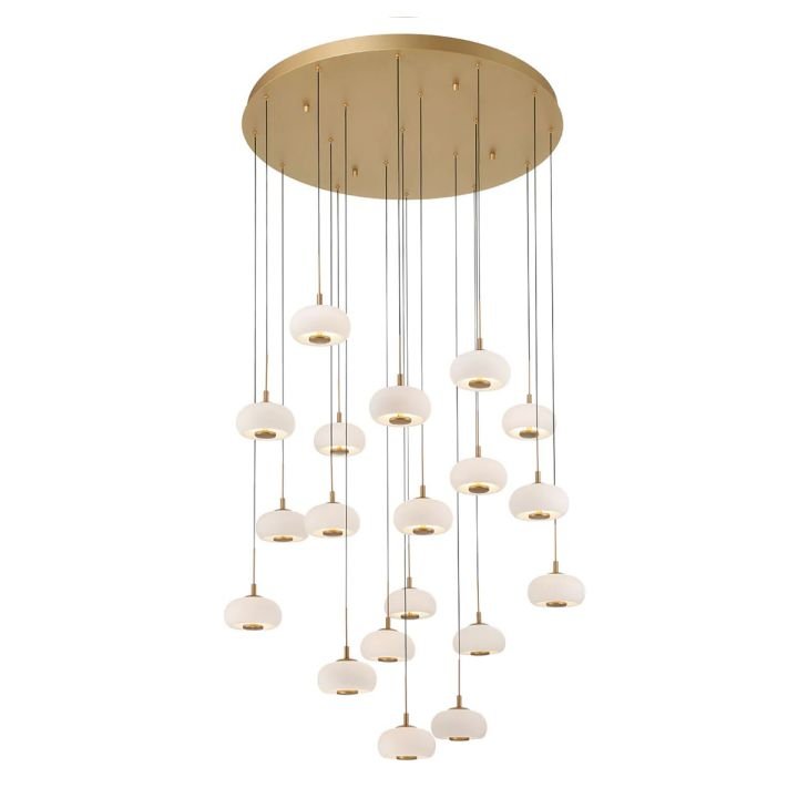Alabaster 19 Lights Round LED Chandelier - Antique Brasscasivra
