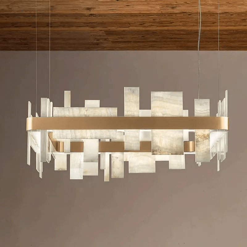 Alabaster Acropolis LED Square Chandelier - 19.7"Wcasivra