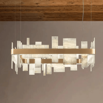 Alabaster Acropolis LED Square Chandelier - 19.7"Wcasivra