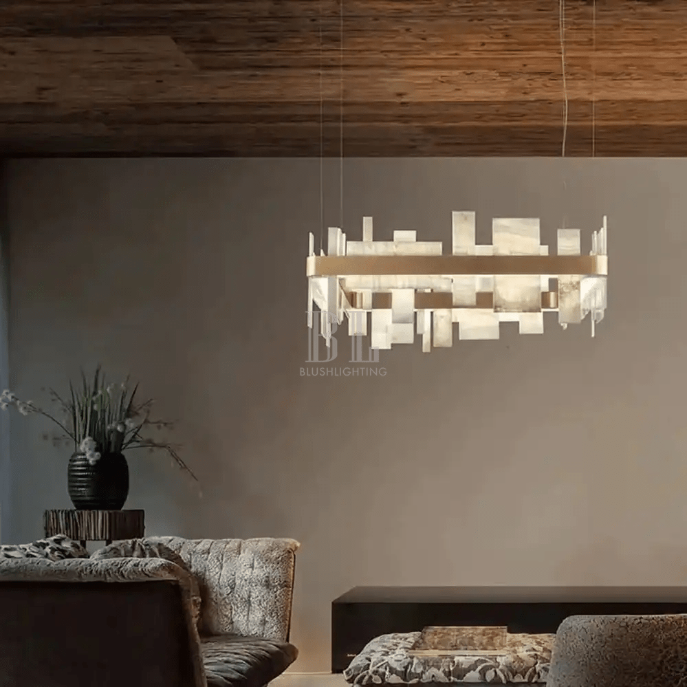 Alabaster Acropolis LED Square Chandelier - 19.7"Wcasivra