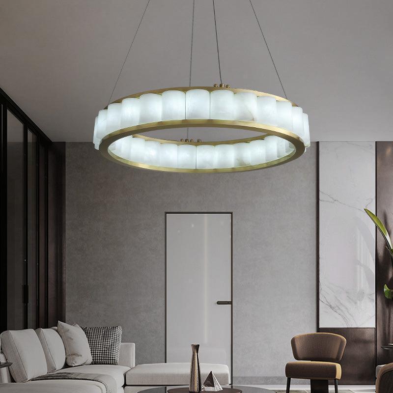 Alabaster Anne Circle Round Chandeliers - 23.6" Dcasivra