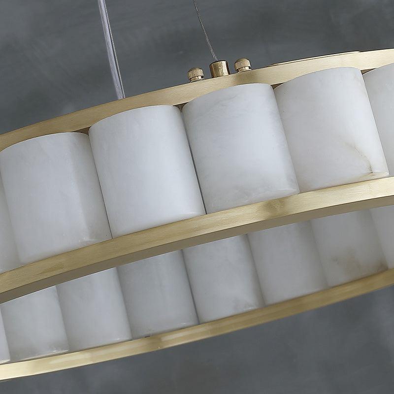 Alabaster Anne Circle Round Chandeliers - 23.6" D+40.2" Dcasivra