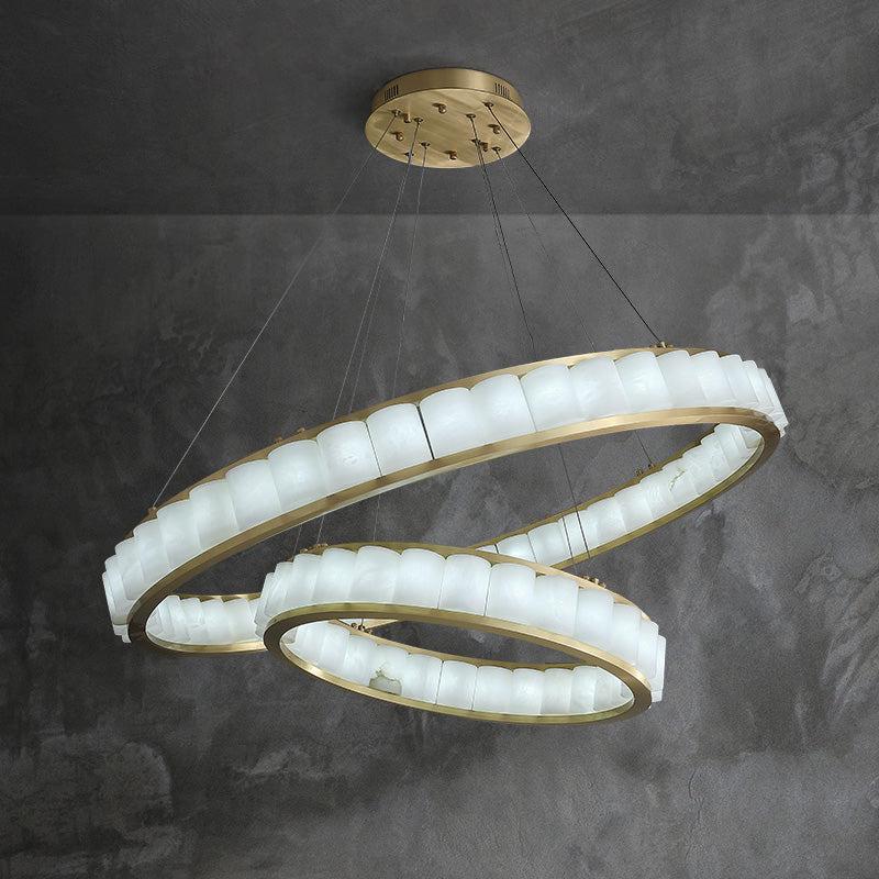 Alabaster Anne Circle Round Chandeliers - 23.6" D+40.2" Dcasivra
