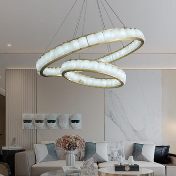 Alabaster Anne Circle Round Chandeliers - 23.6" Dcasivra