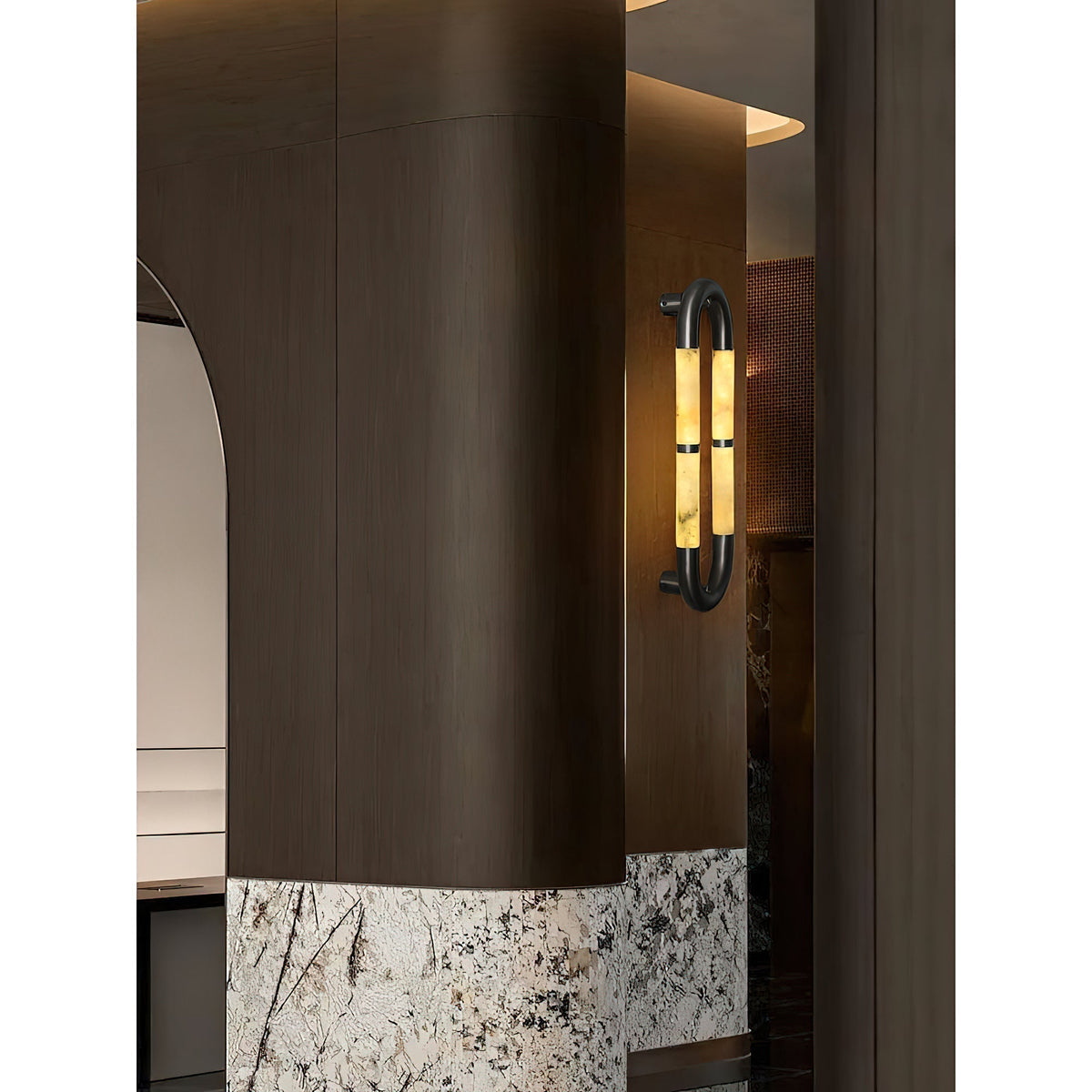 Alabaster Banded KoKo Sconce - L 15cm x H 60cm / L 5.9″ x H 23.6″Black & Whitecasivra
