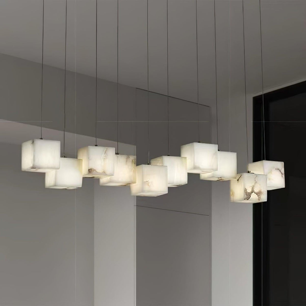 Alabaster Box Linear Chandelier - 6 heads L 28.3" x W 4.7"x H 78.7" / L 72cm x W 12cm x H 200cmWhitecasivra