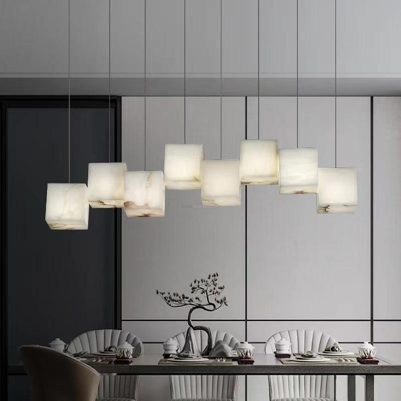 Alabaster Box Linear Chandelier - 6 heads L 28.3" x W 4.7"x H 78.7" / L 72cm x W 12cm x H 200cmWhitecasivra