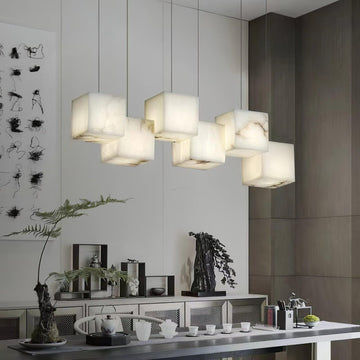 Alabaster Box Linear Chandelier - 6 heads L 28.3" x W 4.7"x H 78.7" / L 72cm x W 12cm x H 200cmWhitecasivra