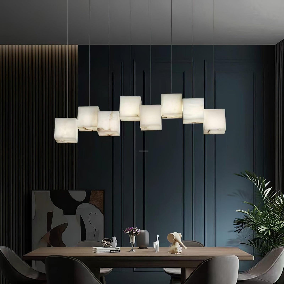 Alabaster Box Linear Chandelier - 6 heads L 28.3" x W 4.7"x H 78.7" / L 72cm x W 12cm x H 200cmWhitecasivra
