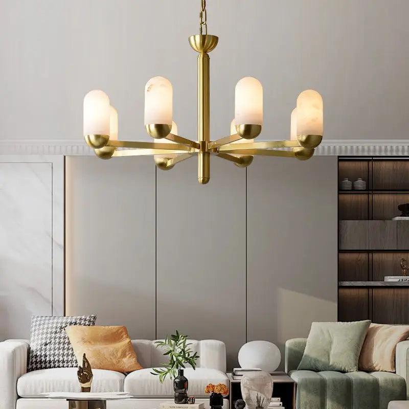 Alabaster Brass Chandelier Living Dining Lighting - 6 Lightscasivra
