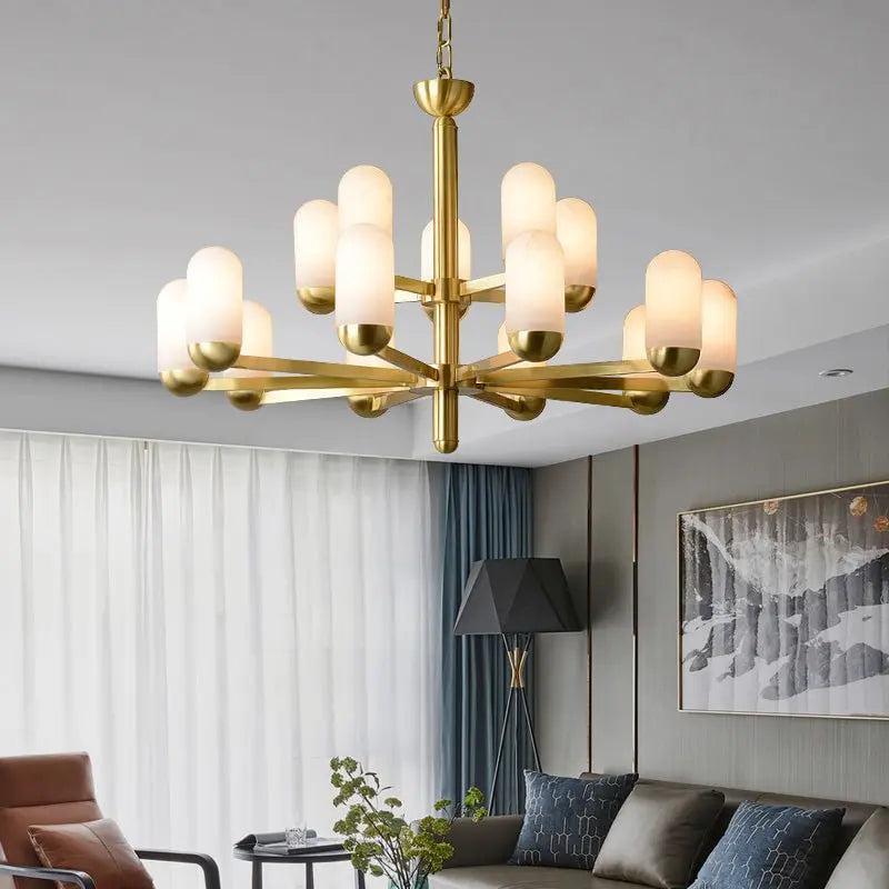Alabaster Brass Chandelier Living Dining Lighting - 6 Lightscasivra