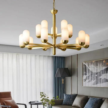 Alabaster Brass Chandelier Living Dining Lighting - 6 Lightscasivra