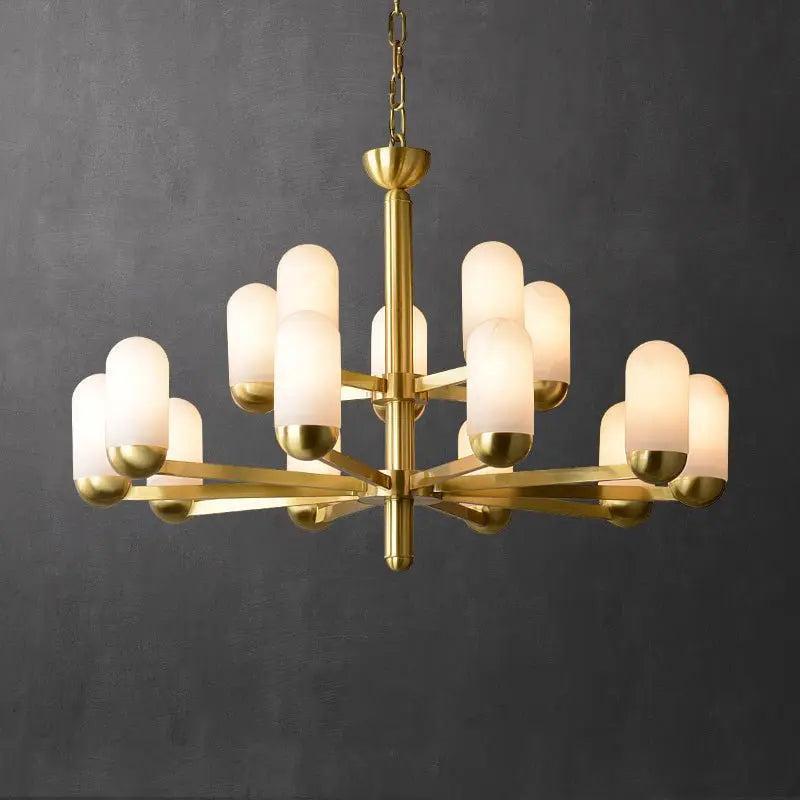 Alabaster Brass Chandelier Living Dining Lighting - 6 Lightscasivra