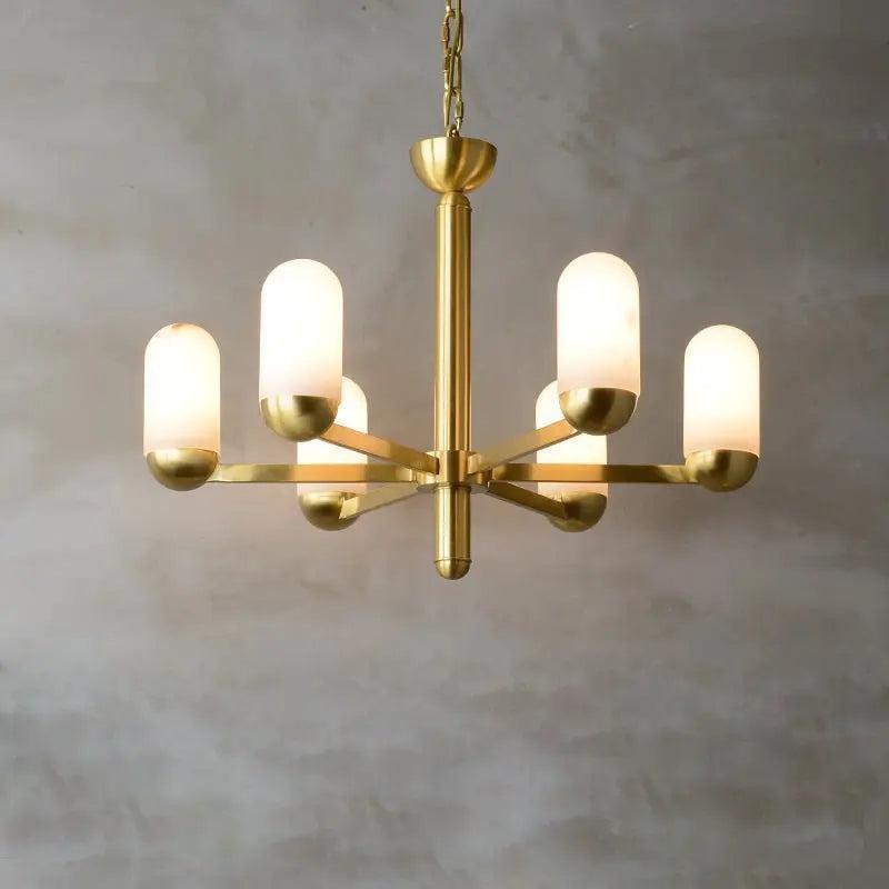 Alabaster Brass Chandelier Living Dining Lighting - 6 Lightscasivra