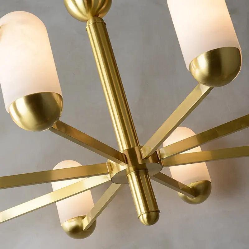 Alabaster Brass Chandelier Living Dining Lighting - 6 Lightscasivra