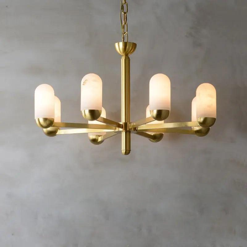Alabaster Brass Chandelier Living Dining Lighting - 8 Lightscasivra