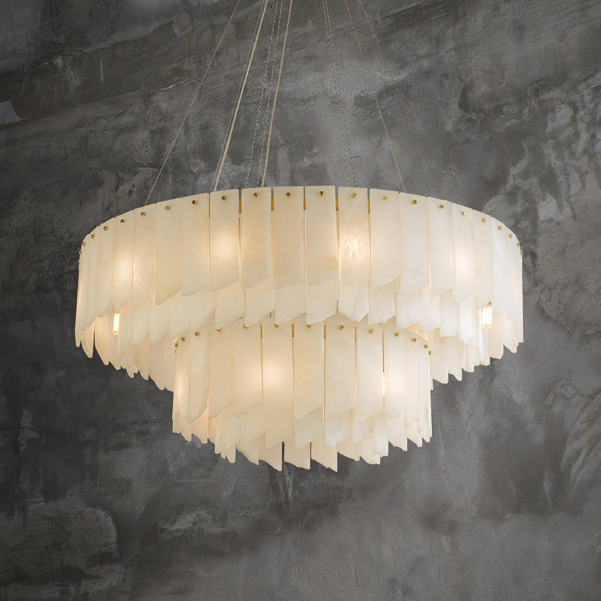 Alabaster Cascade Tiered Chandelier 27.6 - 27.6" x H 21.7" / Dia 57cm x H 150cmBrass & Whitecasivra