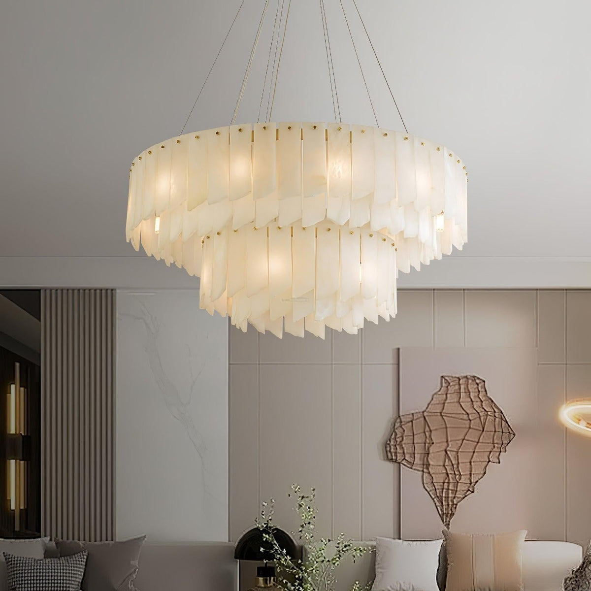 Alabaster Cascade Tiered Chandelier 27.6 - 27.6" x H 21.7" / Dia 57cm x H 150cmBrass & Whitecasivra