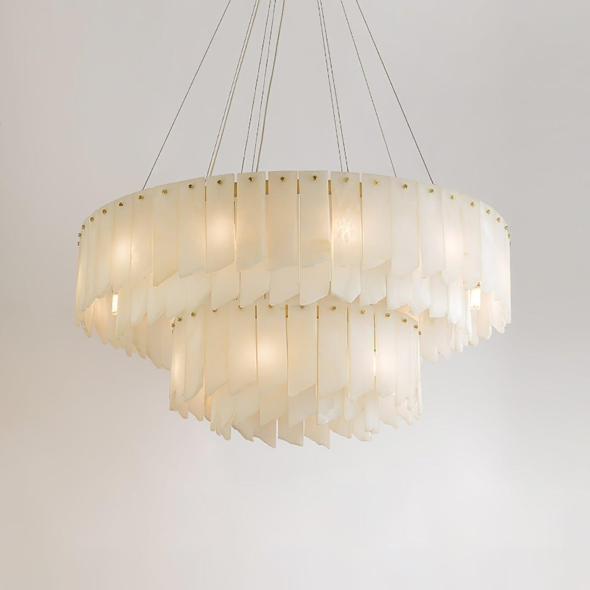Alabaster Cascade Tiered Chandelier 27.6 - 27.6" x H 21.7" / Dia 100cm x H 150cmBrass & Whitecasivra